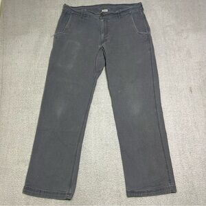 Vintage Key Pants Men’s 32x28 Gray Canvas Distressed Workwear 5 Pocket Stretch